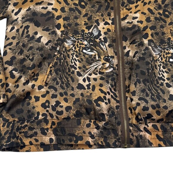 EVR Vintage 80's 100% Silk Animal/Leopard Print Zip Up Jacket Women's Size M - Picture 10 of 11